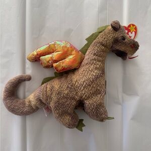 Ty “Scorch” Plush Brown Dragon with Iridescent Orange Wings